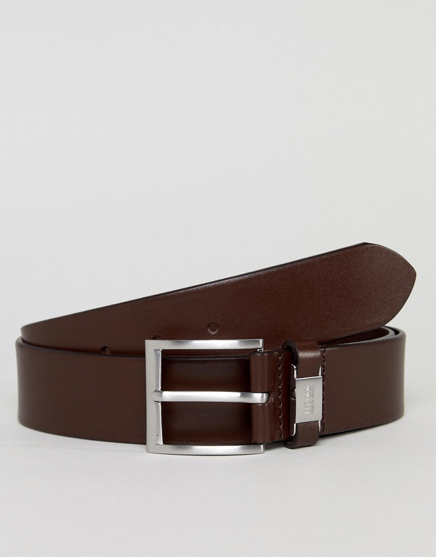 BOSS - Connio - Cintura in pelle marrone con passante con logo