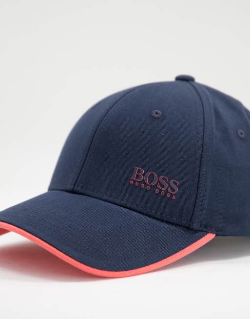 BOSS contrast baseball cap in navy and pink