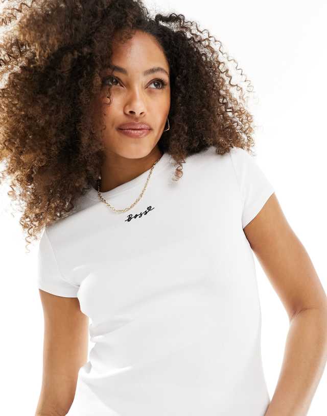 BOSS Orange - BOSS crop tee in white