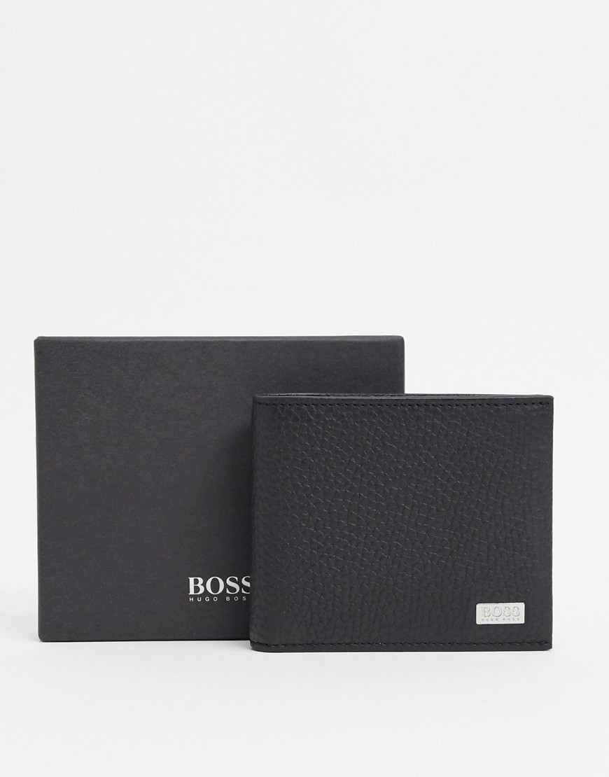 BOSS Crosstown leather billfold wallet in black
