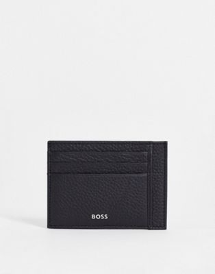 BOSS Crosstown leather card holder in black core  | ASOS