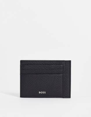 BOSS Crosstown leather card holder in black core  | ASOS