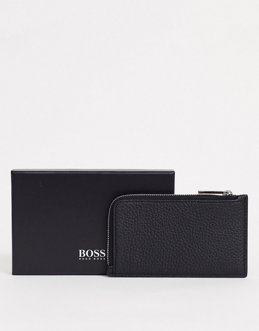 BOSS – Crosstown – Svarta plånbok i läder med dragkedja