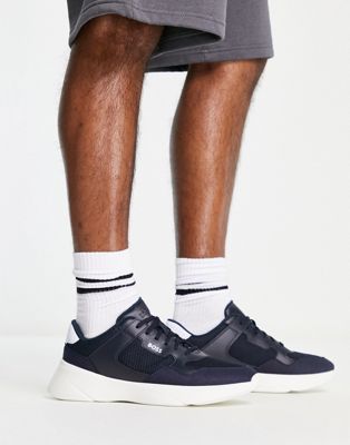 Boss Dean trainers in navy - ASOS Price Checker