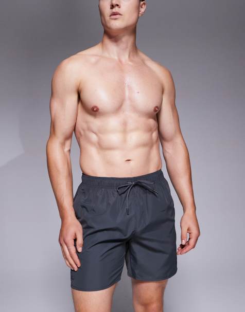 BOSS - Dive - Koksgrå badeshorts med firkantet logo - view 1