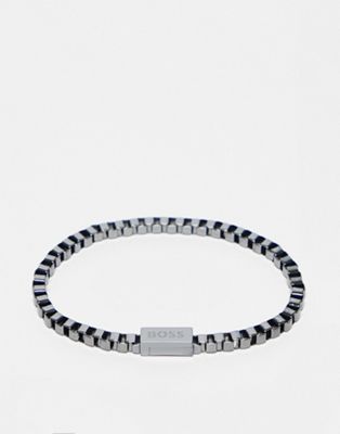 BOSS stainless steel metal link bracelet in silver - ASOS Price Checker