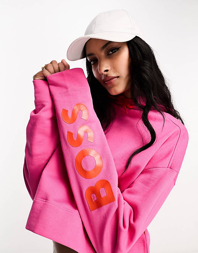 BOSS Orange - BOSS Eflam logo arm hoodie in pink