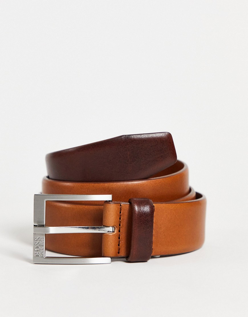 BOSS Erron leather belt in tan-Brown