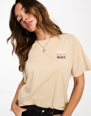 BOSS Etey t-shirt in Beige