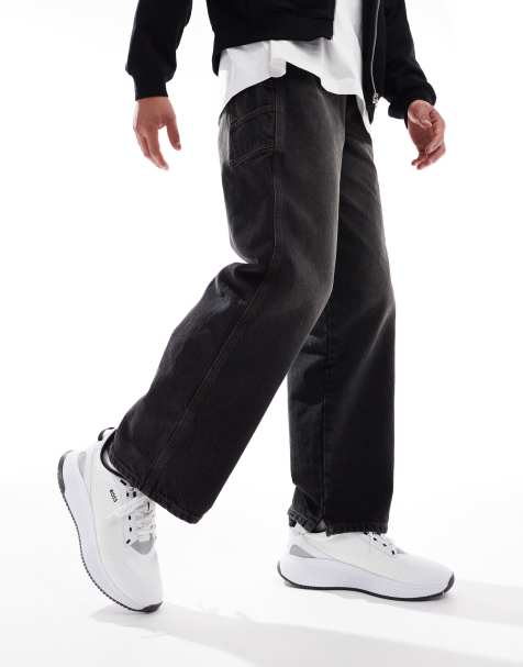 BOSS Evo logo knit running trainers in white - view 1