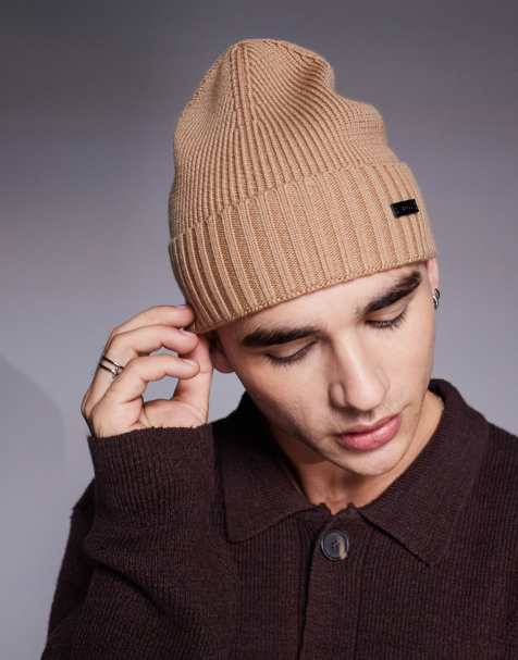 BOSS - Fati - Gebreide beanie in lichtbruin - view 1