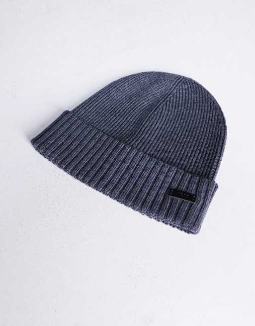 BOSS – Fati – Szara dzianinowa czapka beanie, 3 z 4