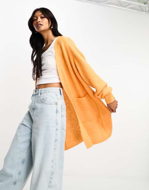 ASOS DESIGN boxy cardigan with pockets in orange