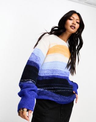 BOSS Filias printed jumper in white and blue - ASOS Price Checker