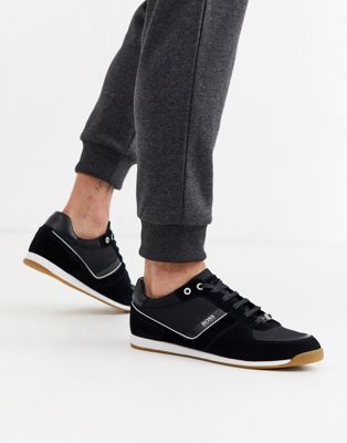 BOSS Glaze low mesh trainers with suede 