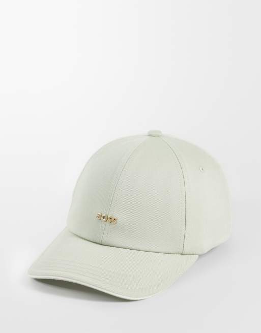 BOSS - gorra con logotipo rojo y dorado en verde claro