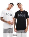 BOSS Green 2 pack logo t-shirts in multi-White