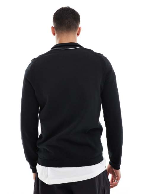 BOSS GREEN ever-x half zip sweatshirt in black, 3 of 4