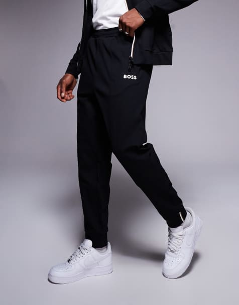 BOSS Green Hadiko cuffed sweatpants regular fit in black - part of a set - view 1
