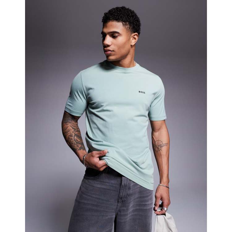 BOSS Green logo t-shirt in light green | ASOS