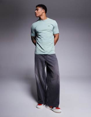 Hugo Boss Stretch-cotton Regular-fit T-shirt With Contrast Logo In Gray