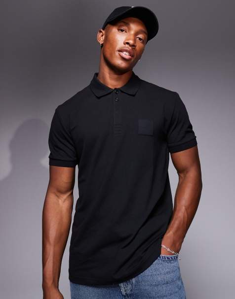 BOSS Green - Paddy DropNeedle - Polo en piqué coupe classique à logo encadré - Noir - view 1