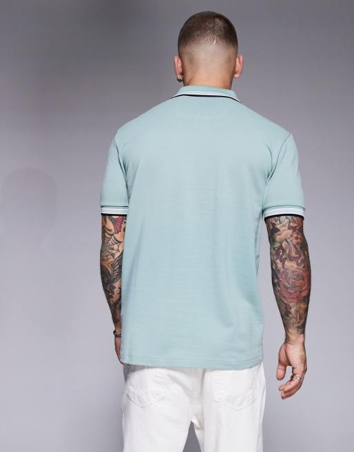 BOSS Green - Paddy - Lysegrøn polotrøje med striber i kanten og logo, 3 af 4