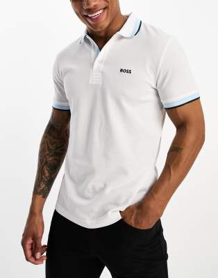 BOSS Green Paddy polo in white - ASOS Price Checker
