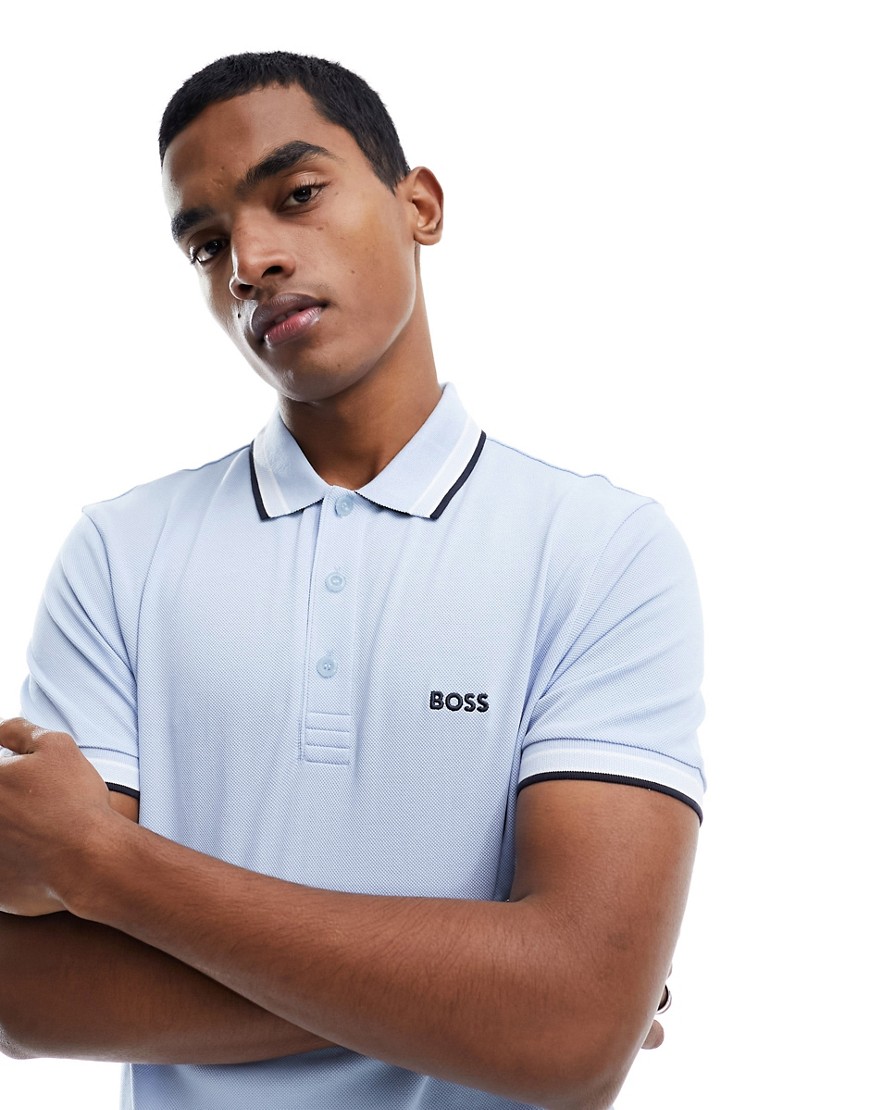 BOSS Green Paddy polo in light blue