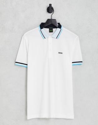 BOSS Green Paddy polo in white  - ASOS Price Checker