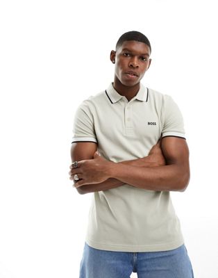 BOSS Green Paddy polo in white