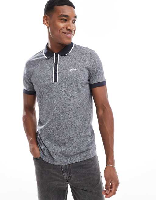 BOSS Green paddy polo shirt in navy nep