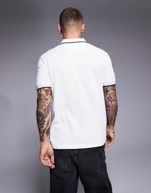 BOSS Green - Paddy - Polo standard en piqué avec logo et liserés - Blanc, 4 de 4