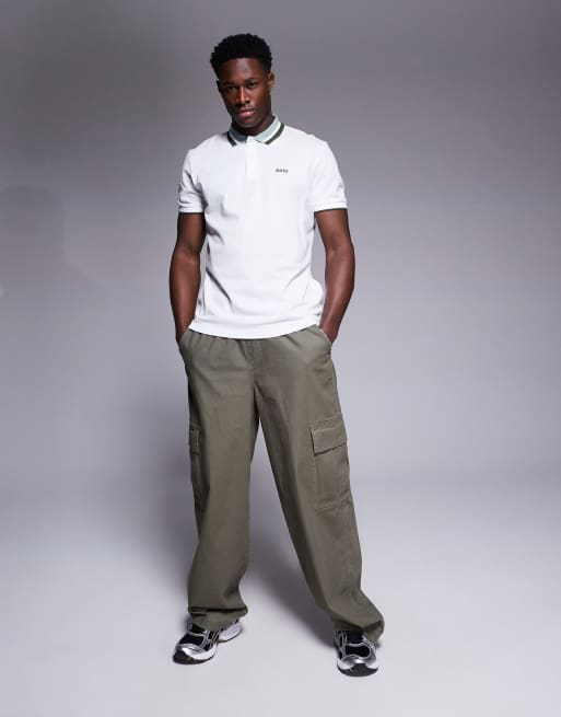 BOSS Green - Paddy - Polo van jersey met heritage logo en een gekleurd randje in wit, 2 van 4