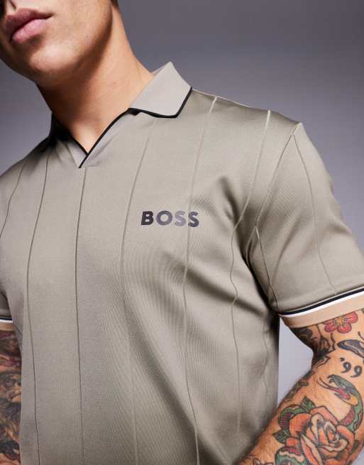 BOSS Green - Palle 2 - Polo slim en jersey à col ouvert - Vert moyen, 4 de 4