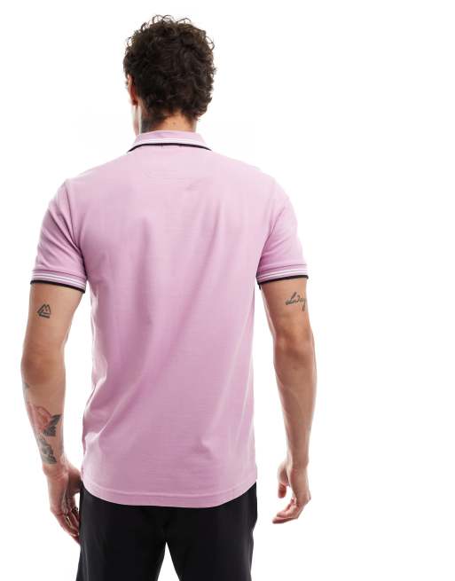 BOSS Green – Paul – Polohemd in Helllila und Schwarz mit Zierstreifen, 3 von 4