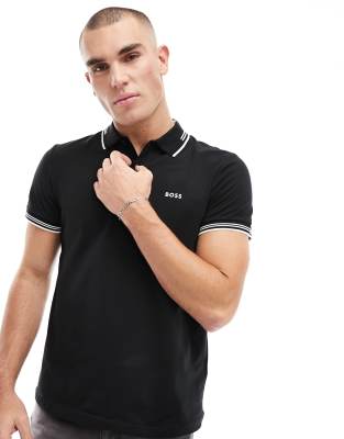 BOSS Green BOSS Green Paul slim fit polo in black