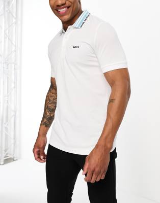 BOSS Green Paule slim fit polo in white - ASOS Price Checker
