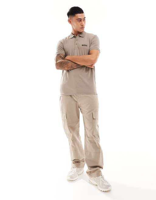 BOSS Green – Paule – Poloshirt in Beige mit Logo, 4 von 4