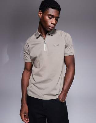 Футболка-поло BOSS Green philix mirror серого цвета 35790₽