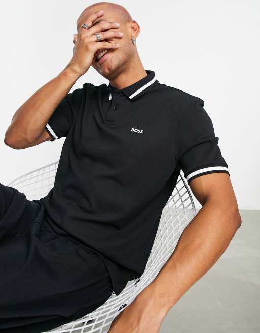 BOSS Green – Pio – Polohemd in Schwarz 