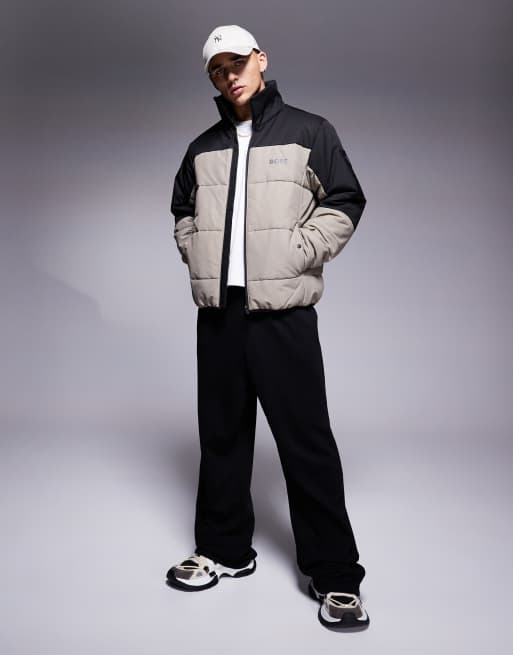 BOSS Green puffer jacket in black and khaki, 2 of 4