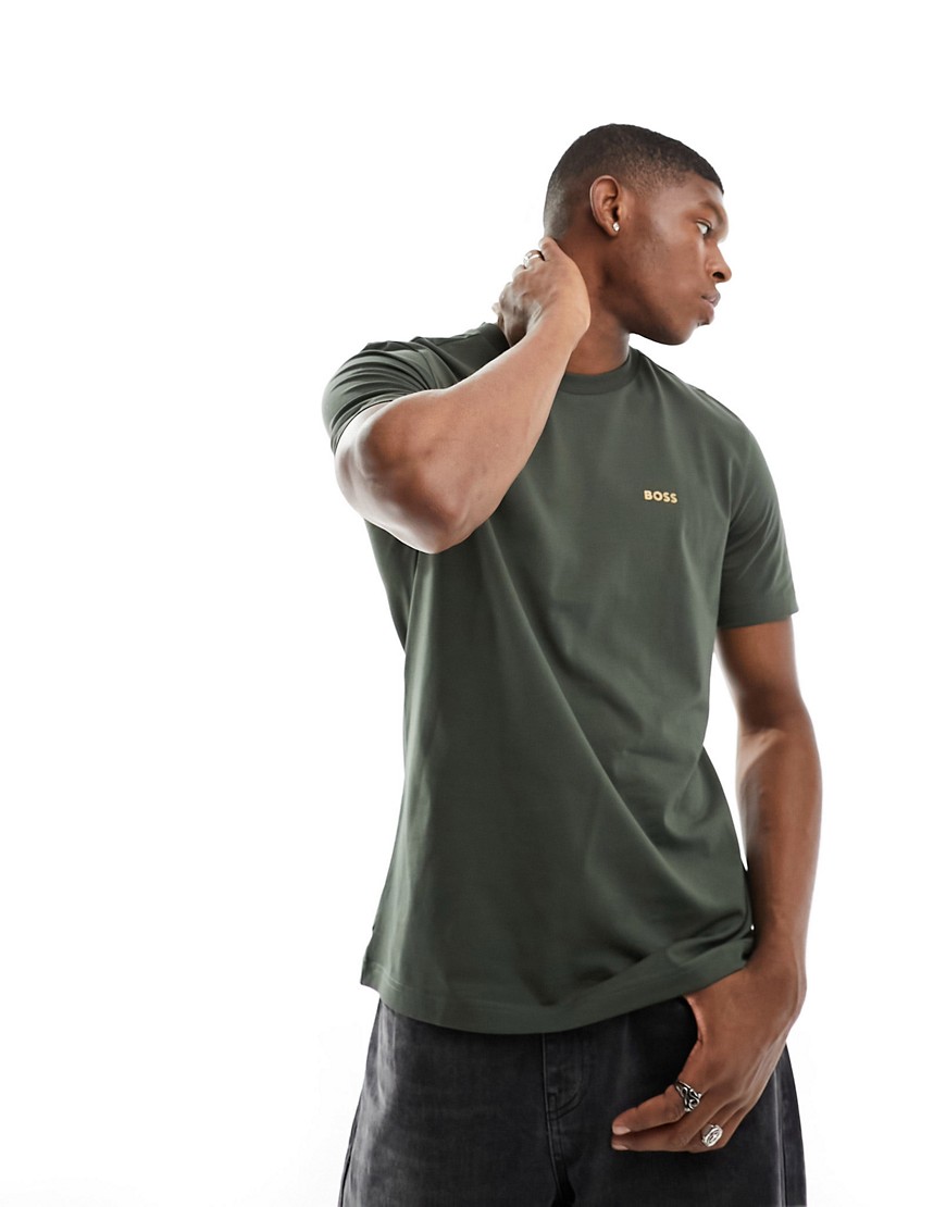 BOSS Green regular fit t-shirt in green-Grey