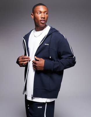 BOSS Green BOSS Green Saggy full zip hoodie regular fit in navy CO-ORD