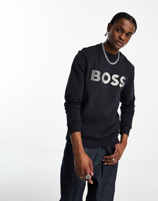 BOSS Green Salbo 1 sweatshirt in navy with chest branding