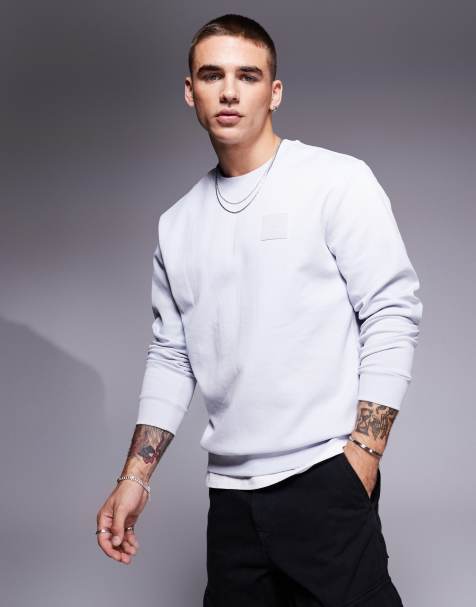 BOSS Green Salbo DropNeedle crew sweatshirt regular fit in light grey - view 1