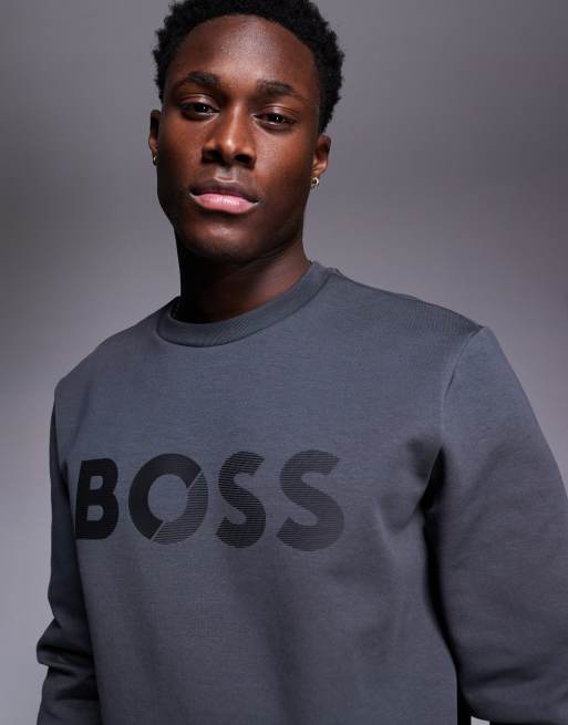 BOSS Green Salbo Tape Logo sweatshirt regular fit in dark gray - part of a set
