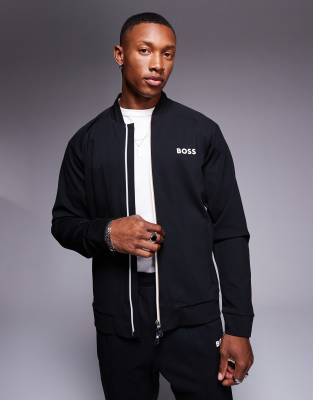 BOSS Green BOSS Green Samoo full zip sweat jacket regular fit in black CO-ORD