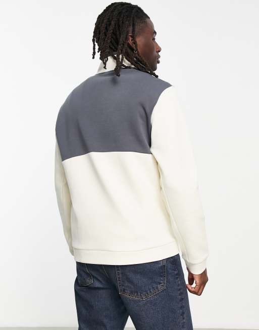 BOSS - Green Sweat 1 - Sweat à col zippé et bande griffée - Blanc cassé/bleu marine , 2 de 4