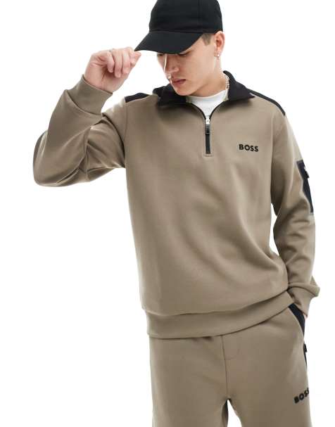 BOSS - Green - Sweat zippé - Beige - view 1
